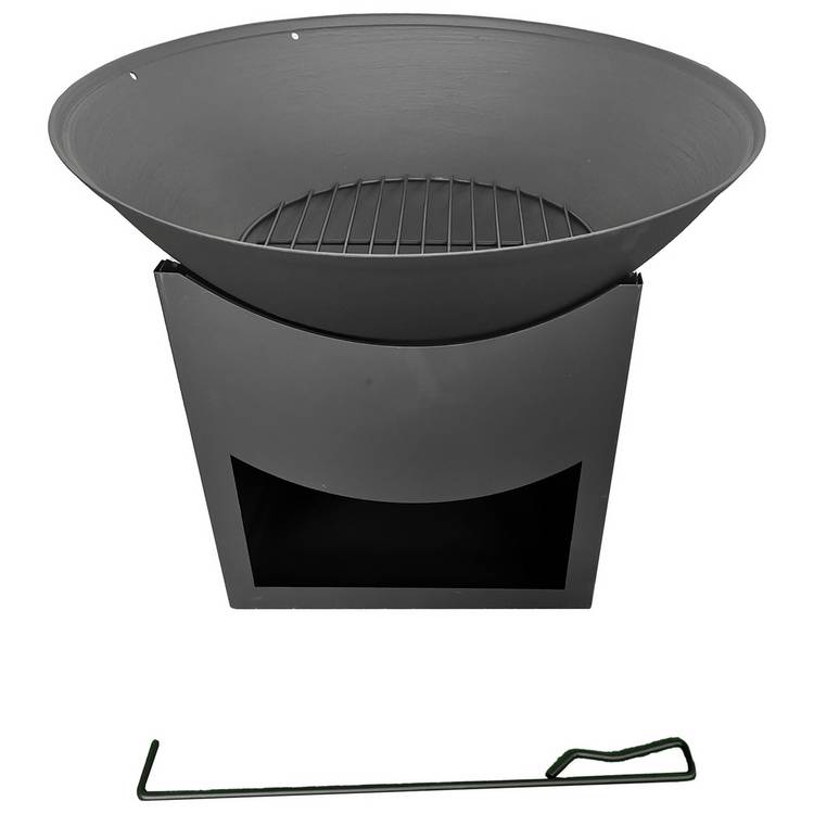 Habitat Steel Firepit With Log Storage  0