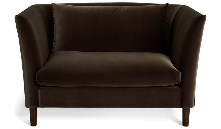 Habitat Hawley Velvet Cuddle Chair - Brown