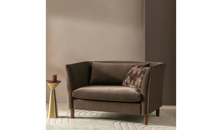 Habitat Hawley Velvet Cuddle Chair - Brown