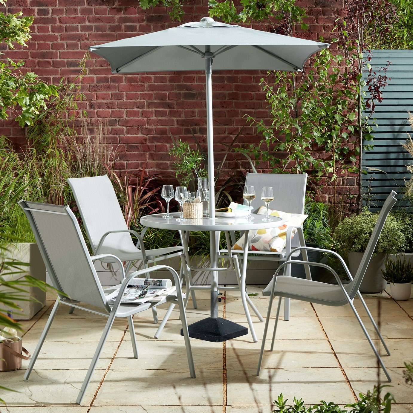 Argos Home Sicily 4 Seater Metal Patio Set - Grey