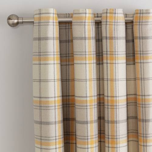 Buy Argos Home Checked Lined Eyelet Curtains Mustard
