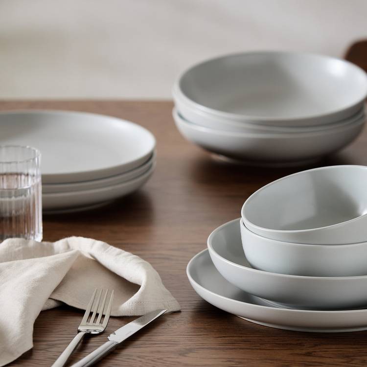 Habitat 12 Piece Stoneware Dinner Set - Matte Grey 0