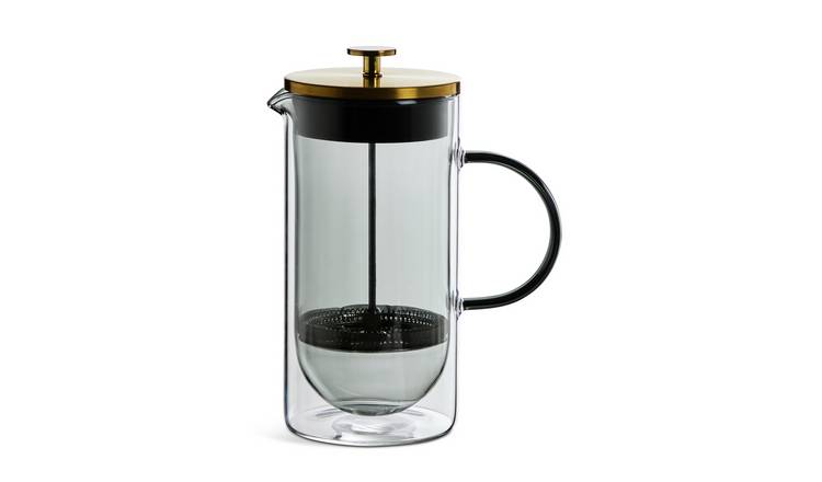 Habitat Smoked Glass 8 Cup 1000ml Cafetiere - Grey