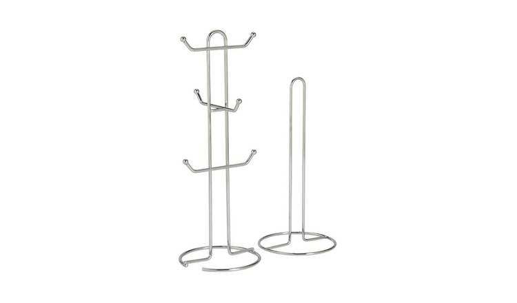 Argos Home Mug Tree and Kitchen Roll Holder - Chrome