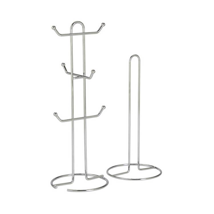 Argos Home Mug Tree and Kitchen Roll Holder - Chrome 0