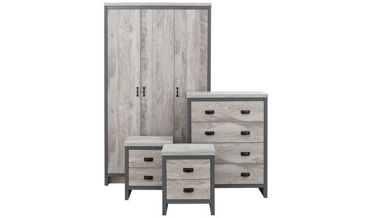 GFW Boston 4 Piece 3 Door Wardrobe Set - Grey