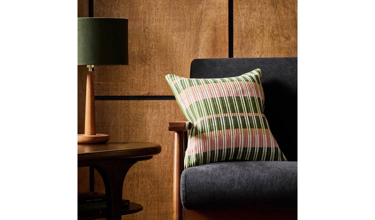 Habitat Midcentury Woven Stripe Cushion - Green - 43x43cm