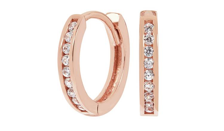 Buy Revere 9ct Rose Gold Plated Huggie Hoop Earrings Womens earrings Argos