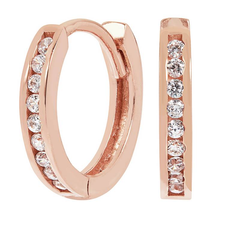 Revere 9ct Rose Gold Plated Huggie Hoop Earrings 0