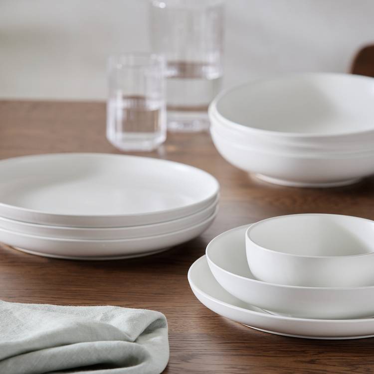 Habitat 12 Piece Stoneware Dinner Set - Matte White 0