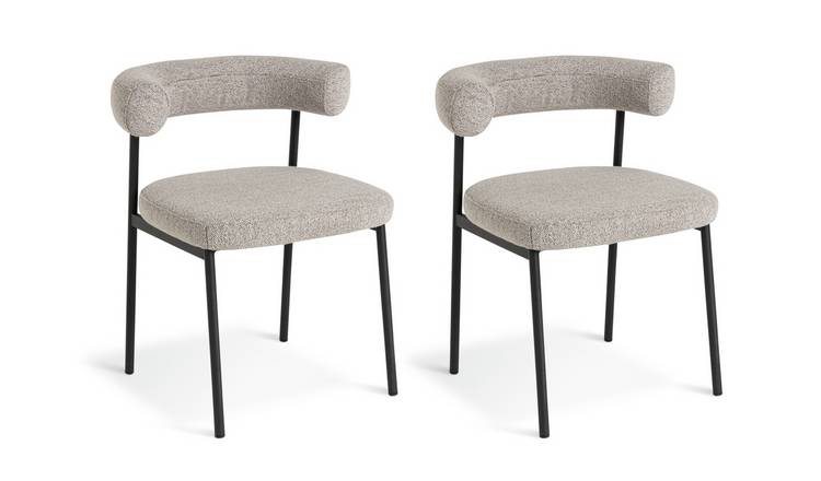 Habitat Oakie Pair of Fabric Dining Chair - Grey