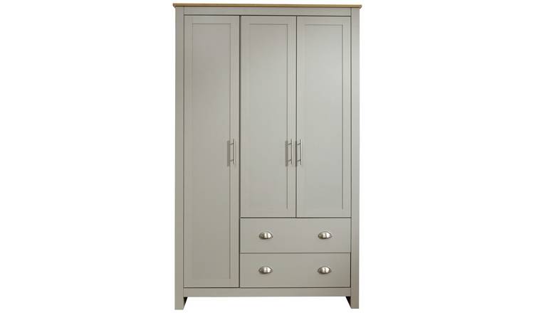 GFW Lancaster 3 Door 2 Drawer Wardrobe - Grey Oak