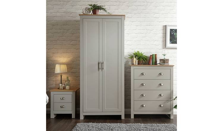 GFW Lancaster 3 Piece 2 Door Wardrobe Set - Grey & Oak