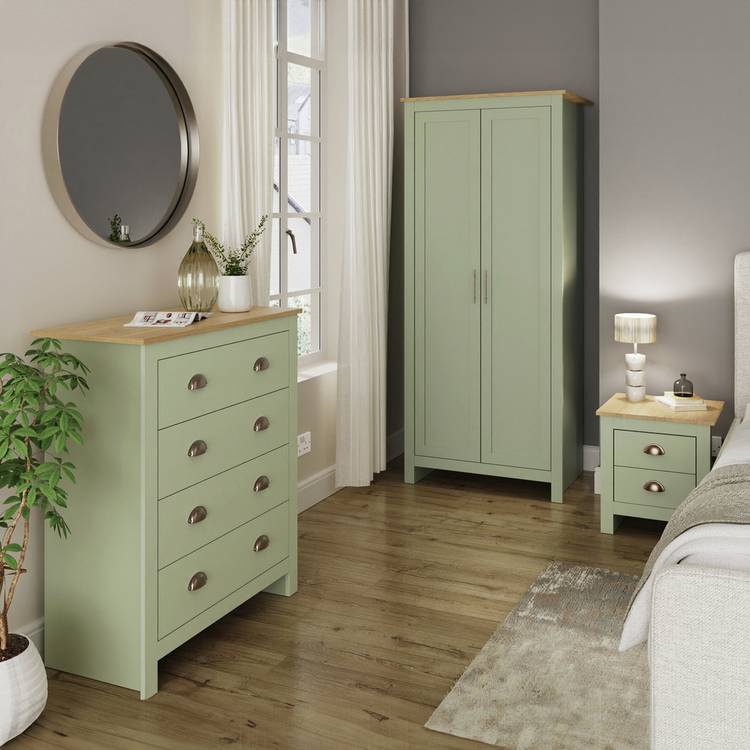 GFW Lancaster 3 Piece 2 Door Wardrobe Set - Sage  0