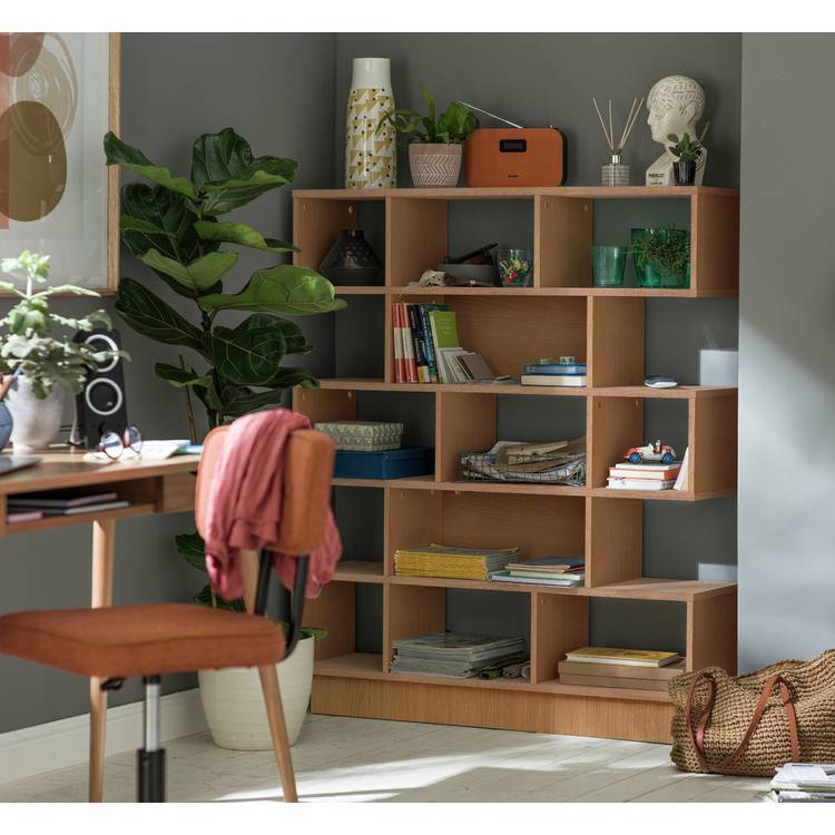 Argos Home Cube Wide Shelving Unit - Oak Effect 0