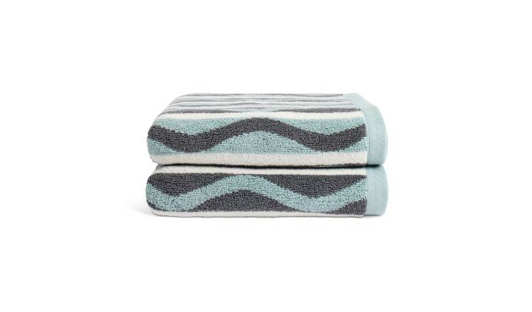 Habitat Retro Wave Geo 2 Pack Hand Towel - Multicoloured