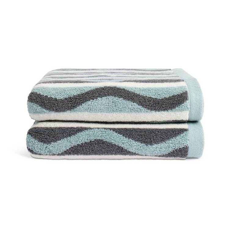 Habitat Retro Wave Geo 2 Pack Hand Towel - Multicoloured 0