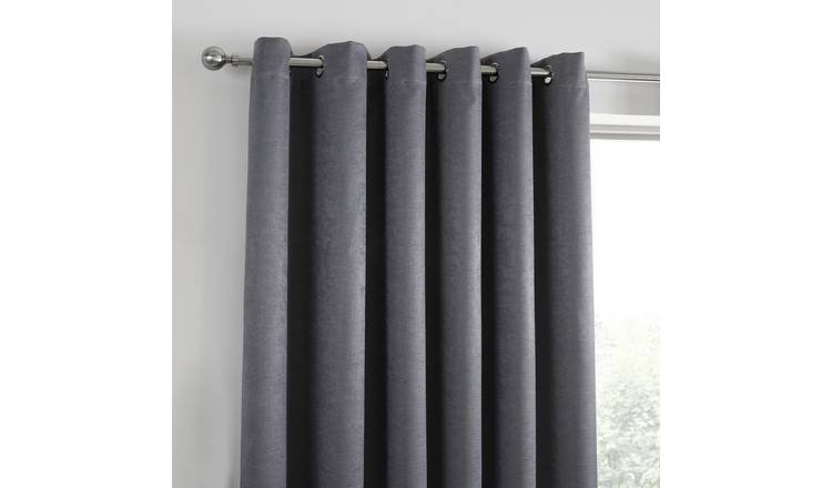 Fusion Strata Dim Out Woven Eyelet Curtains - Charcoal