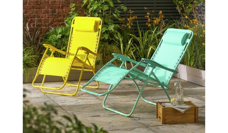 Buy Argos Home Zero Gravity Sun Lounger Yellow Garden Chairs