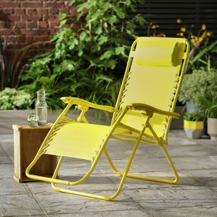 Argos Home Folding Metal Zero Gravity Sun Lounger - Yellow 0