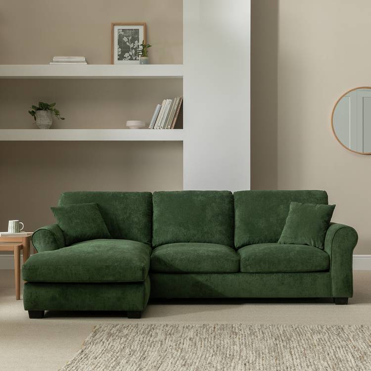 Argos Home Taylor Left Hand Corner Chaise Sofa Bed - Green 0