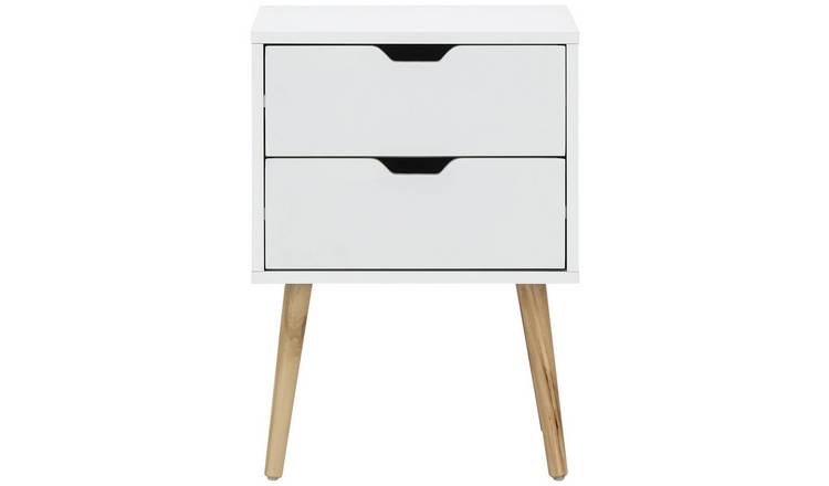 GFW Nyborg 2 Drawer Bedside Table - White