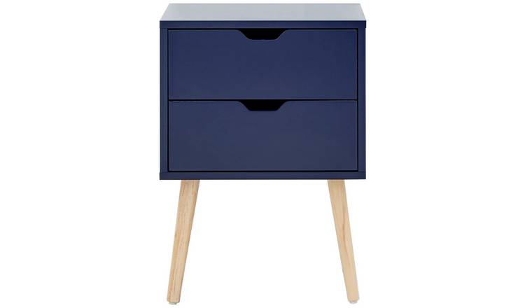 GFW Nyborg 2 Drawer Bedside Table - Blue