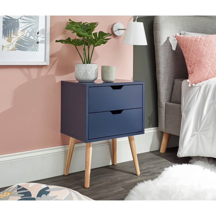 GFW Nyborg 2 Drawer Bedside Table - Blue 0