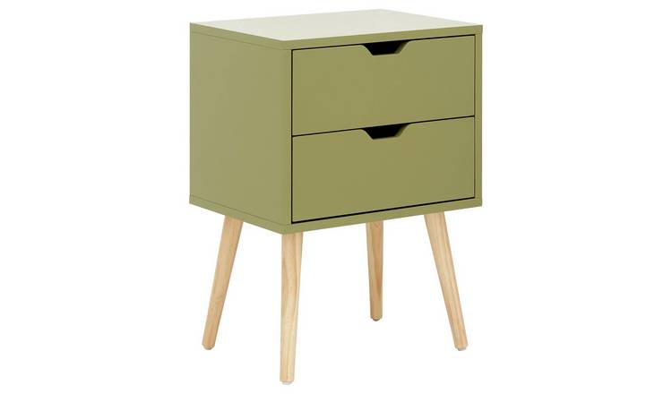 GFW Nyborg 2 Drawer Bedside Table - Green