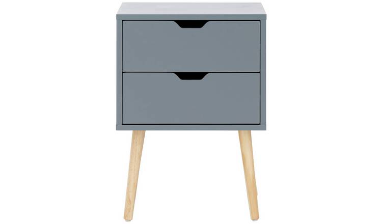 GFW Nyborg 2 Drawer Bedside Table - Dark Grey