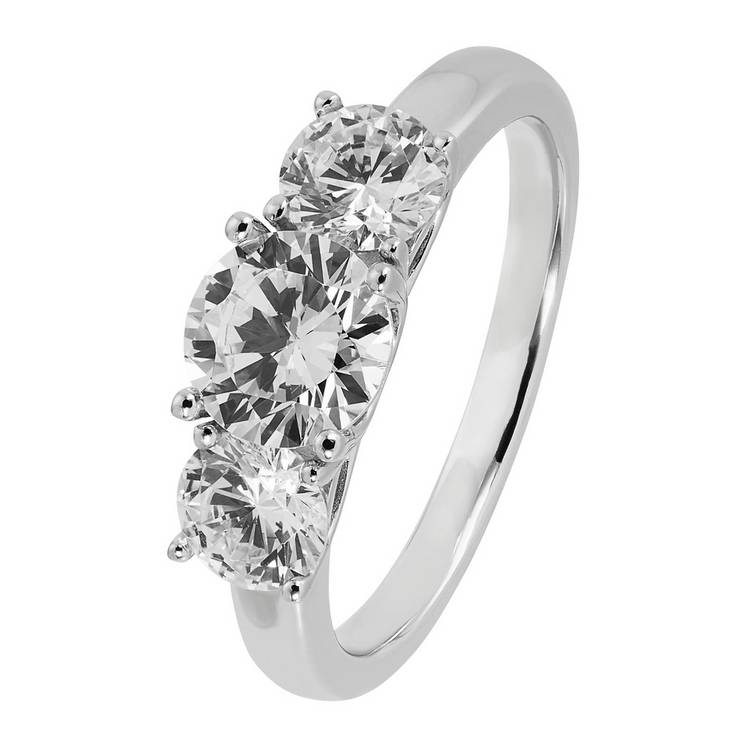 Revere Sterling Silver Round Cubic Zirconia Wedding Ring - N 0