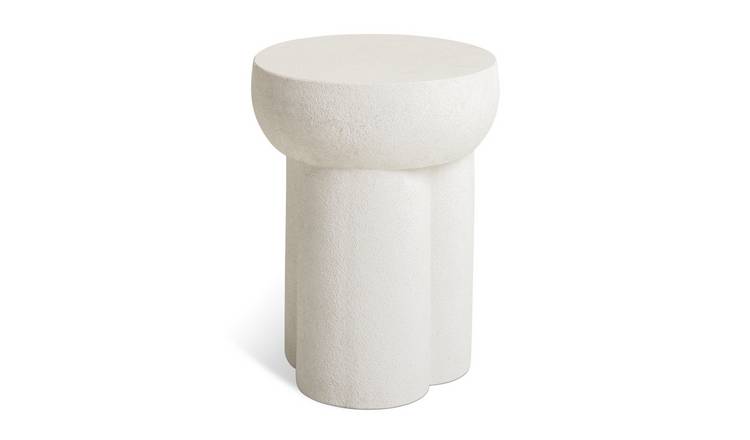 Habitat Palma Round Concrete Effect Garden Side Table- White