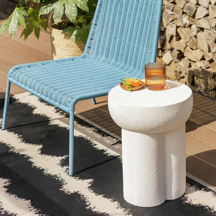 Habitat Palma Round Concrete Effect Garden Side Table- White 0