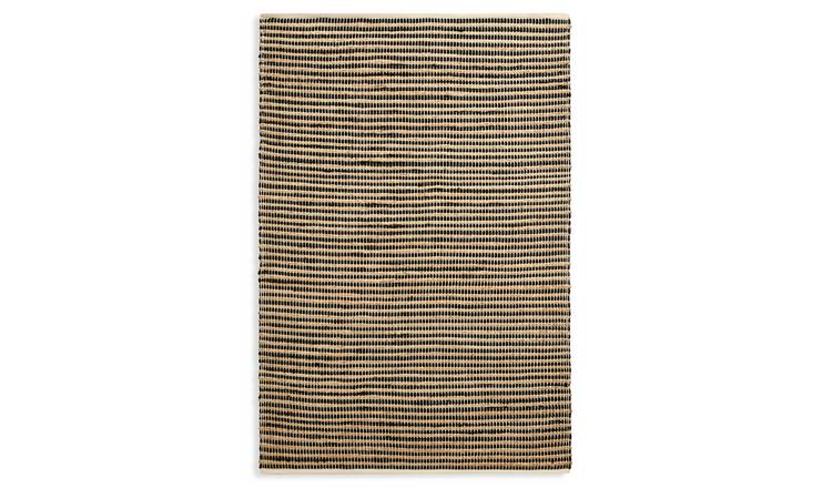 Habitat Woven Stripe Black Jute Flatweave Rug - 170x120cm