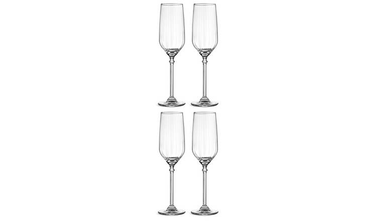 Habitat Optic Ribbed Set of 4 Champagne Flutes