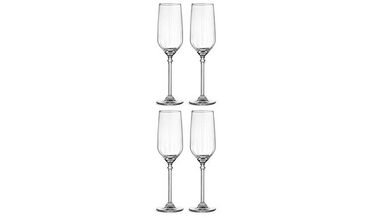 Habitat Optic Ribbed Set of 4 Champagne Flutes