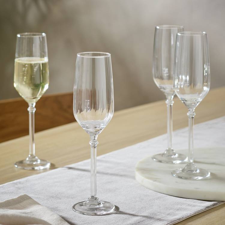 Habitat Optic Ribbed Set of 4 Champagne Flutes 0