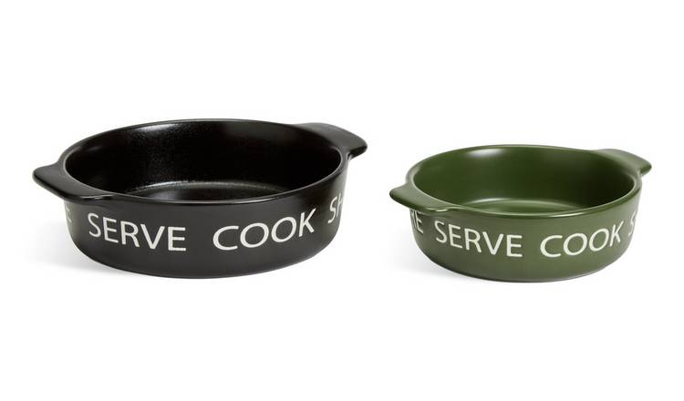 Habitat Set of 2 Tapas Dishes - Black and Green