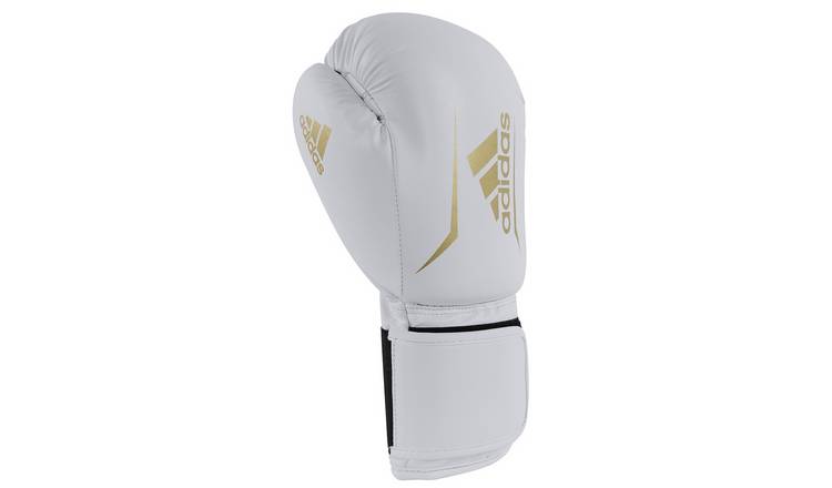 Adidas white and store gold boxing gloves