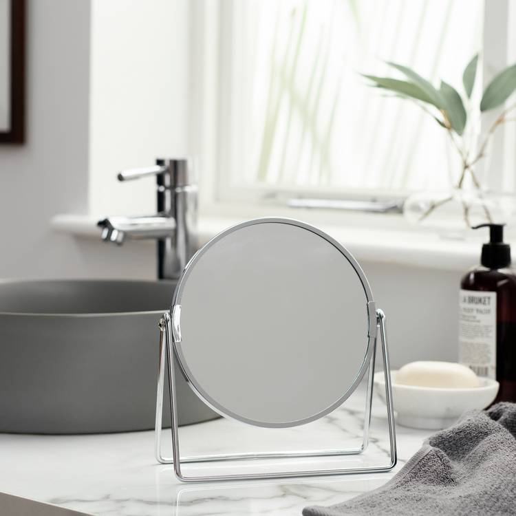 Argos Home Chrome Metal Round Swivel Mirror - 21x19cm 0