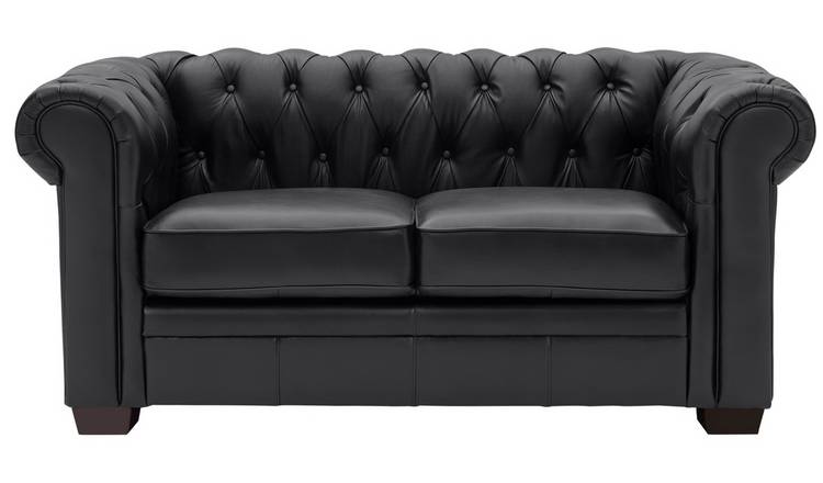 Black chesterfield best sale two seater sofa