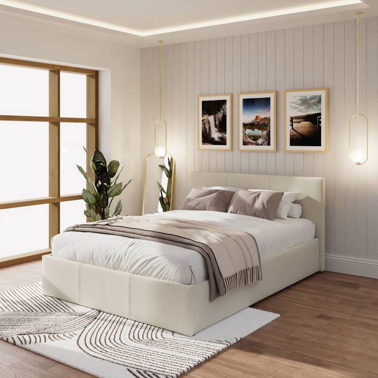 GFW End Lift Small Double Ottoman Bed with Mattress- Natural 0