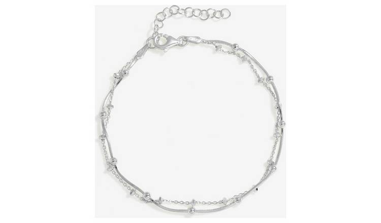 Simply Silver Sterling Silver Double Row Ball Chain Bracelet