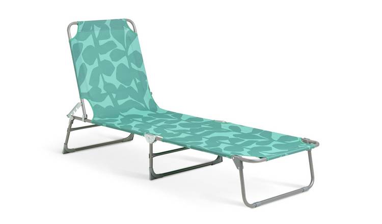 Habitat Folding Metal Sun Lounger - Green