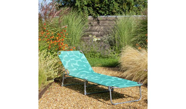 Habitat Folding Metal Sun Lounger - Green