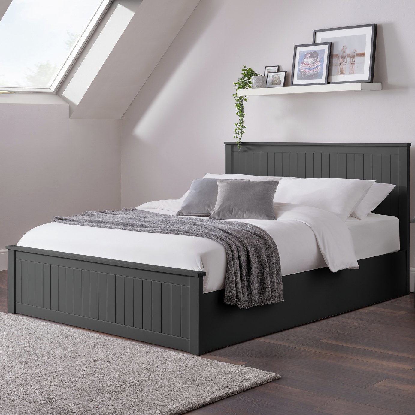 Julian Bowen Maine Double End Lift Ottoman Bed - Anthracite