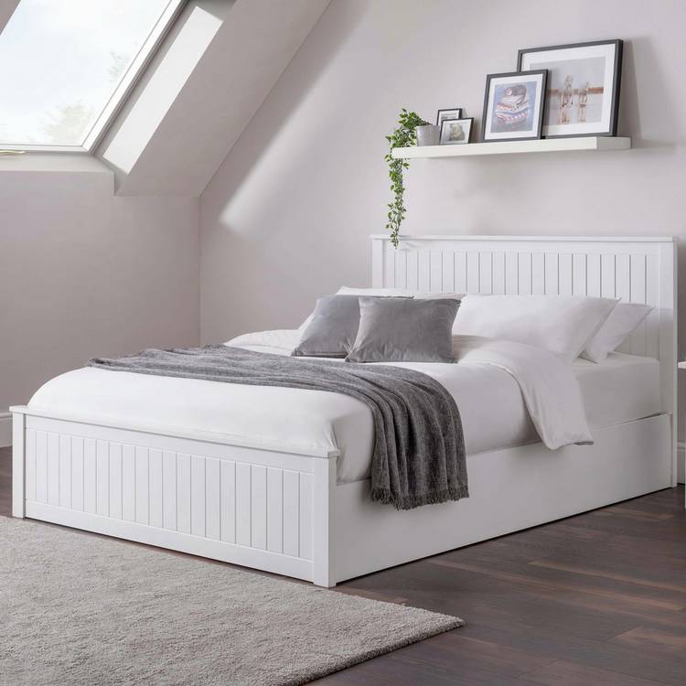 Julian Bowen Maine Kingsize End Lift Ottoman Bed - White 0