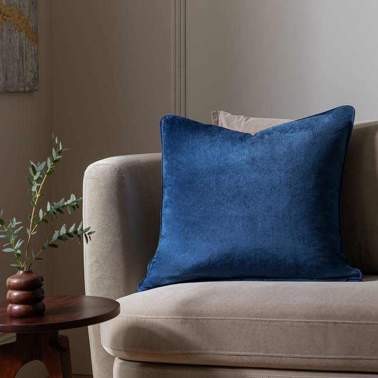 Habitat Velvet Cushion - Navy - 55x55cm 0