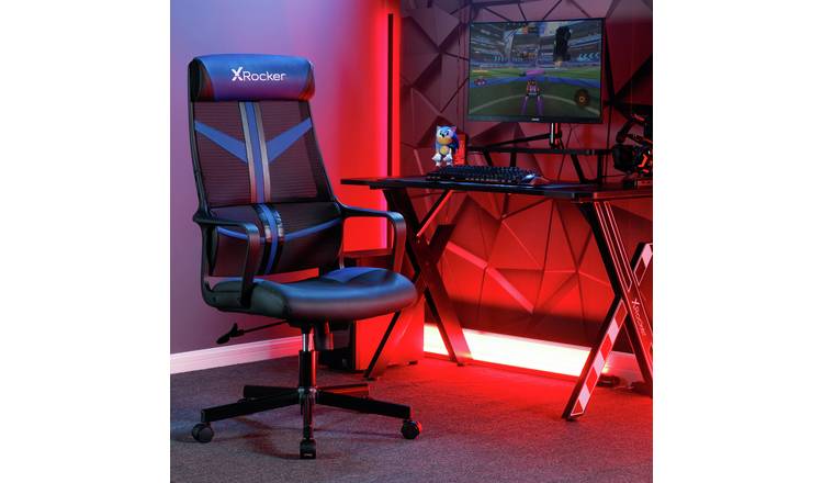 X Rocker Helix Faux Leather Office Gaming Chair - Blue