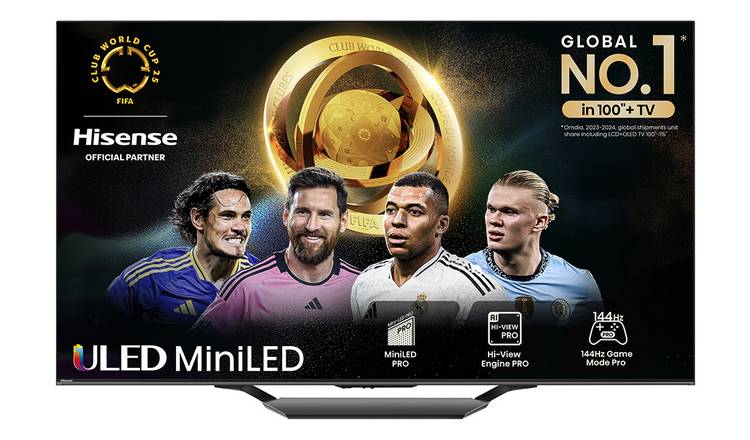 Hisense 75 In 75U7NQTUK Smart 4K UHD HDR Mini LED Freely TV